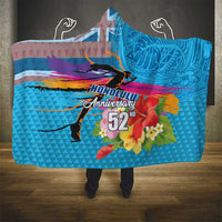 Honolulu Anniversary 52nd Running Hooded Blanket Marathon Competition Kakau Pattern Blue Color LT03 - Polynesian Pride