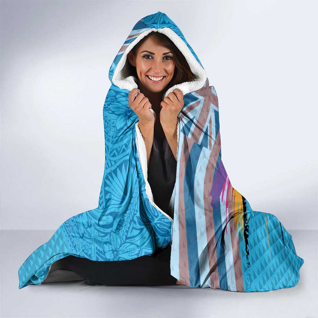 Honolulu Anniversary 52nd Running Hooded Blanket Marathon Competition Kakau Pattern Blue Color LT03 - Polynesian Pride