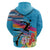 Honolulu Anniversary 52nd Running Hoodie Marathon Competition Kakau Pattern Blue Color