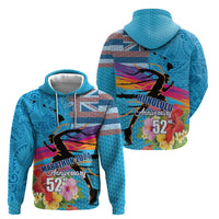Honolulu Anniversary 52nd Running Hoodie Marathon Competition Kakau Pattern Blue Color