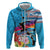 Honolulu Anniversary 52nd Running Hoodie Marathon Competition Kakau Pattern Blue Color