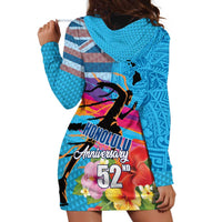 Honolulu Anniversary 52nd Running Hoodie Dress Marathon Competition Kakau Pattern Blue Color LT03 - Polynesian Pride