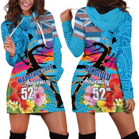 Honolulu Anniversary 52nd Running Hoodie Dress Marathon Competition Kakau Pattern Blue Color LT03 - Polynesian Pride
