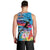 Honolulu Anniversary 52nd Running Men Tank Top Marathon Competition Kakau Pattern Blue Color