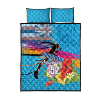 Honolulu Anniversary 52nd Running Quilt Bed Set Marathon Competition Kakau Pattern Blue Color LT03 - Polynesian Pride