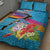 Honolulu Anniversary 52nd Running Quilt Bed Set Marathon Competition Kakau Pattern Blue Color