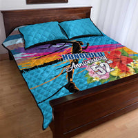Honolulu Anniversary 52nd Running Quilt Bed Set Marathon Competition Kakau Pattern Blue Color LT03 - Polynesian Pride