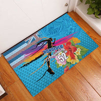Honolulu Anniversary 52nd Running Rubber Doormat Marathon Competition Kakau Pattern Blue Color LT03 - Polynesian Pride