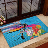 Honolulu Anniversary 52nd Running Rubber Doormat Marathon Competition Kakau Pattern Blue Color LT03 - Polynesian Pride