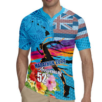 Honolulu Anniversary 52nd Running Rugby Jersey Marathon Competition Kakau Pattern Blue Color LT03 - Polynesian Pride