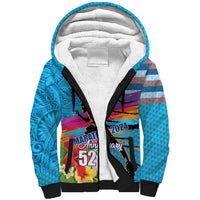 Honolulu Anniversary 52nd Running Sherpa Hoodie Marathon Competition Kakau Pattern Blue Color LT03 Unisex Blue - Polynesian Pride