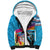 Honolulu Anniversary 52nd Running Sherpa Hoodie Marathon Competition Kakau Pattern Blue Color