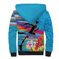 Honolulu Anniversary 52nd Running Sherpa Hoodie Marathon Competition Kakau Pattern Blue Color LT03 - Polynesian Pride