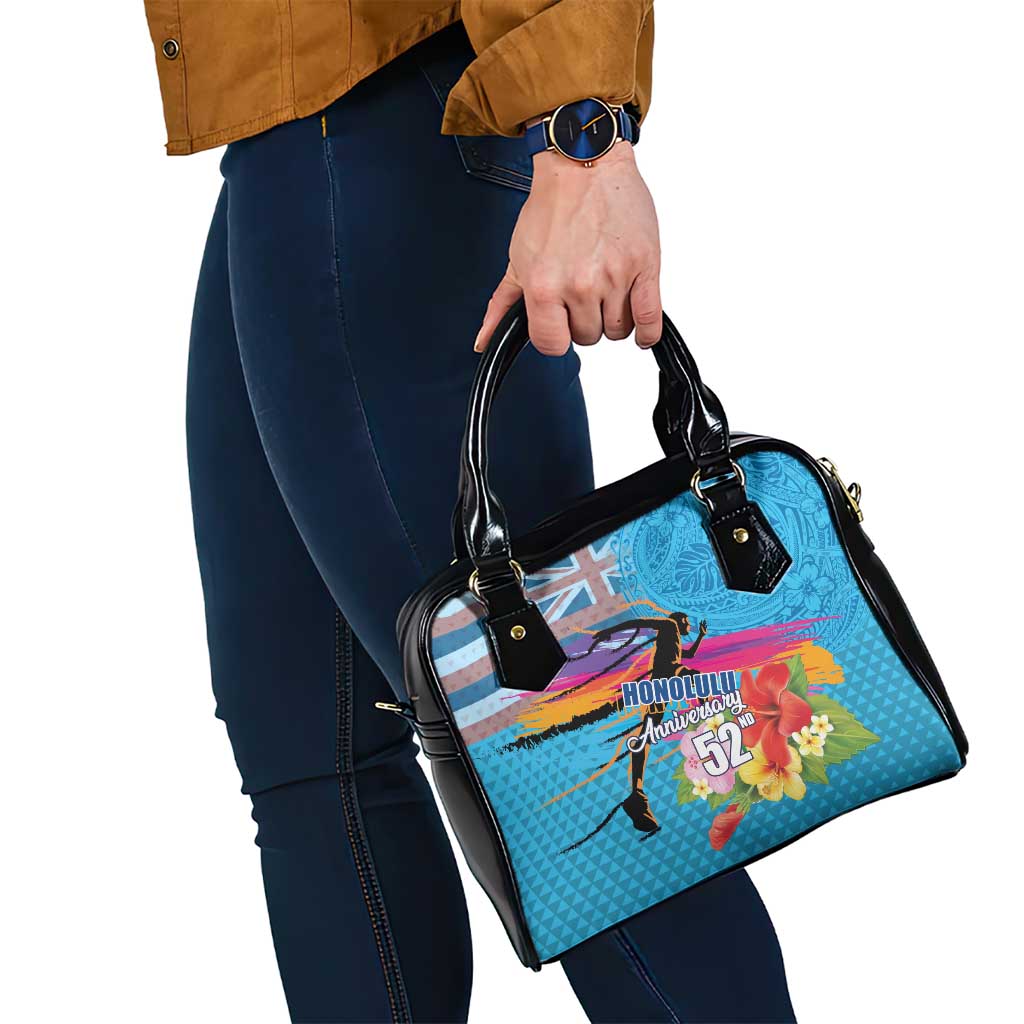 Honolulu Anniversary 52nd Running Shoulder Handbag Marathon Competition Kakau Pattern Blue Color