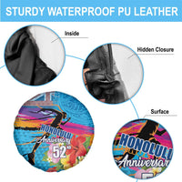 Honolulu Anniversary 52nd Running Spare Tire Cover Marathon Competition Kakau Pattern Blue Color LT03 - Polynesian Pride