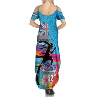 Honolulu Anniversary 52nd Running Summer Maxi Dress Marathon Competition Kakau Pattern Blue Color LT03 - Polynesian Pride