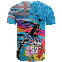 Honolulu Anniversary 52nd Running T Shirt Marathon Competition Kakau Pattern Blue Color LT03 - Polynesian Pride