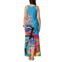 Honolulu Anniversary 52nd Running Tank Maxi Dress Marathon Competition Kakau Pattern Blue Color LT03 - Polynesian Pride