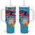 Honolulu Anniversary 52nd Running Tumbler With Handle Marathon Competition Kakau Pattern Blue Color