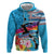 Honolulu Anniversary 52nd Running Zip Hoodie Marathon Competition Kakau Pattern Blue Color