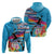 Honolulu Anniversary 52nd Running Zip Hoodie Marathon Competition Kakau Pattern Blue Color