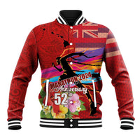 Honolulu Anniversary 52nd Running Baseball Jacket Marathon Competition Kakau Pattern Red Color LT03 Unisex Red - Polynesian Pride
