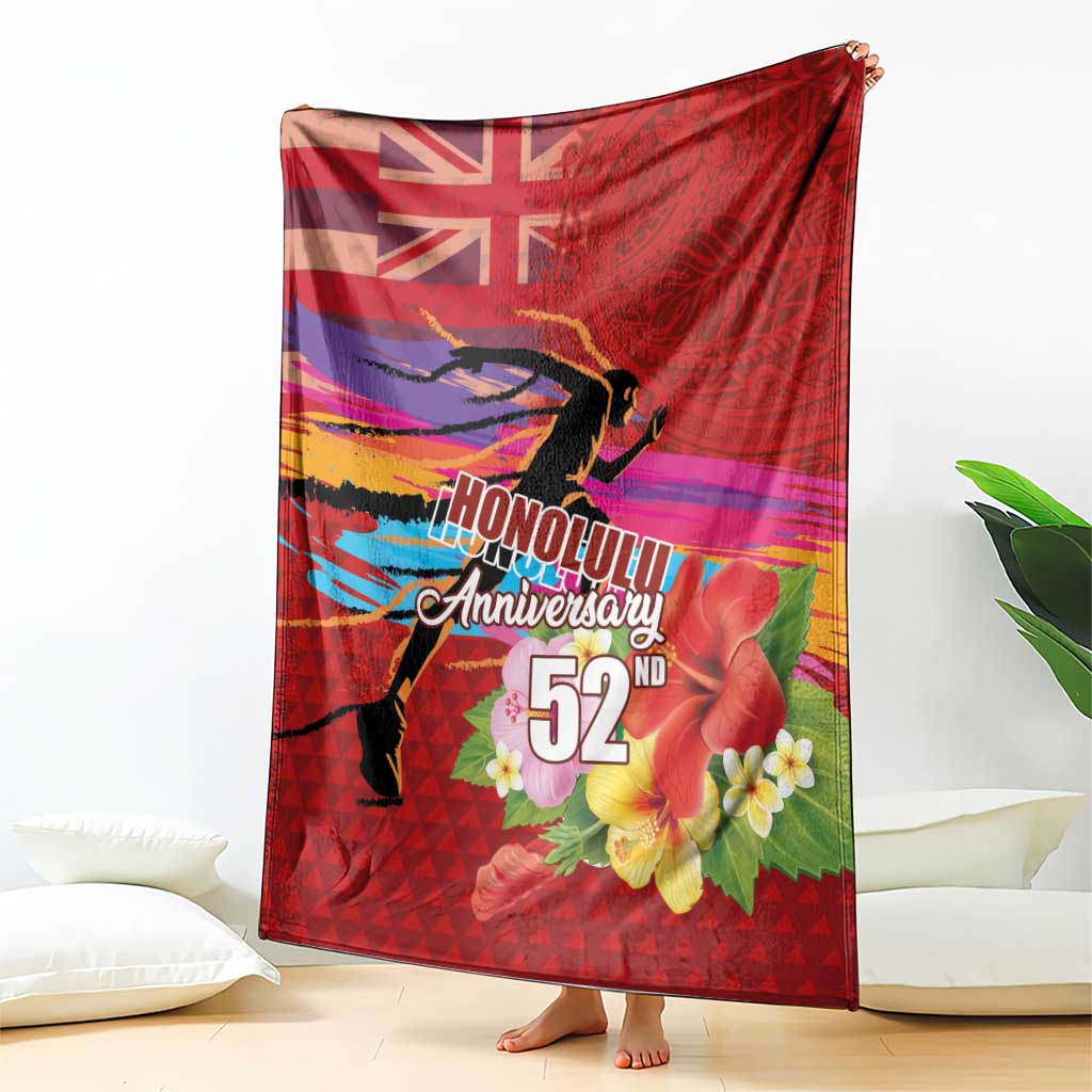 Honolulu Anniversary 52nd Running Blanket Marathon Competition Kakau Pattern Red Color LT03 - Polynesian Pride
