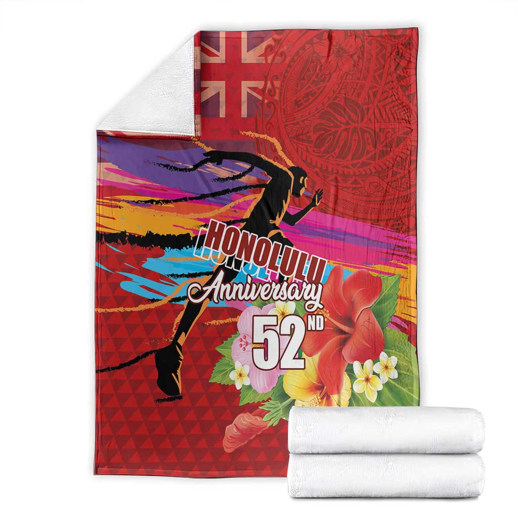 Honolulu Anniversary 52nd Running Blanket Marathon Competition Kakau Pattern Red Color LT03 - Polynesian Pride