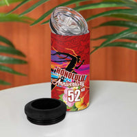 Honolulu Anniversary 52nd Running 4 in 1 Can Cooler Tumbler Marathon Competition Kakau Pattern Red Color