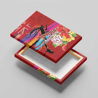 Honolulu Anniversary 52nd Running Canvas Wall Art Marathon Competition Kakau Pattern Red Color LT03 - Polynesian Pride