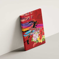 Honolulu Anniversary 52nd Running Canvas Wall Art Marathon Competition Kakau Pattern Red Color LT03 - Polynesian Pride