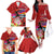 Honolulu Anniversary 52nd Running Family Matching Off The Shoulder Long Sleeve Dress and Hawaiian Shirt Marathon Competition Kakau Pattern Red Color