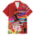 Honolulu Anniversary 52nd Running Family Matching Off The Shoulder Long Sleeve Dress and Hawaiian Shirt Marathon Competition Kakau Pattern Red Color