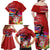 Honolulu Anniversary 52nd Running Family Matching Off Shoulder Maxi Dress and Hawaiian Shirt Marathon Competition Kakau Pattern Red Color