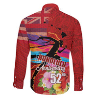 Honolulu Anniversary 52nd Running Family Matching Tank Maxi Dress and Hawaiian Shirt Marathon Competition Kakau Pattern Red Color