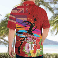 Honolulu Anniversary 52nd Running Hawaiian Shirt Marathon Competition Kakau Pattern Red Color LT03 - Polynesian Pride
