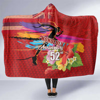 Honolulu Anniversary 52nd Running Hooded Blanket Marathon Competition Kakau Pattern Red Color LT03 One Size Red - Polynesian Pride