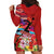 Honolulu Anniversary 52nd Running Hoodie Dress Marathon Competition Kakau Pattern Red Color