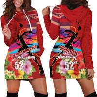 Honolulu Anniversary 52nd Running Hoodie Dress Marathon Competition Kakau Pattern Red Color LT03 - Polynesian Pride