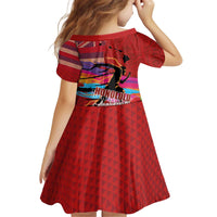 Honolulu Anniversary 52nd Running Kid Short Sleeve Dress Marathon Competition Kakau Pattern Red Color