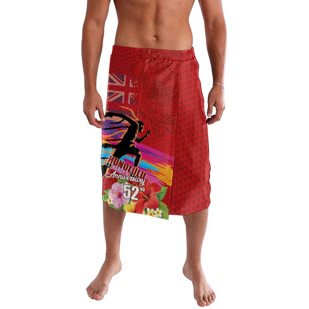 Honolulu Anniversary 52nd Running Lavalava Marathon Competition Kakau Pattern Red Color LT03 Red - Polynesian Pride