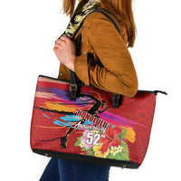 Honolulu Anniversary 52nd Running Leather Tote Bag Marathon Competition Kakau Pattern Red Color LT03 Red - Polynesian Pride