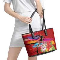 Honolulu Anniversary 52nd Running Leather Tote Bag Marathon Competition Kakau Pattern Red Color LT03 - Polynesian Pride