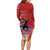 Honolulu Anniversary 52nd Running Long Sleeve Bodycon Dress Marathon Competition Kakau Pattern Red Color