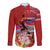 Honolulu Anniversary 52nd Running Long Sleeve Button Shirt Marathon Competition Kakau Pattern Red Color