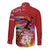 Honolulu Anniversary 52nd Running Long Sleeve Button Shirt Marathon Competition Kakau Pattern Red Color