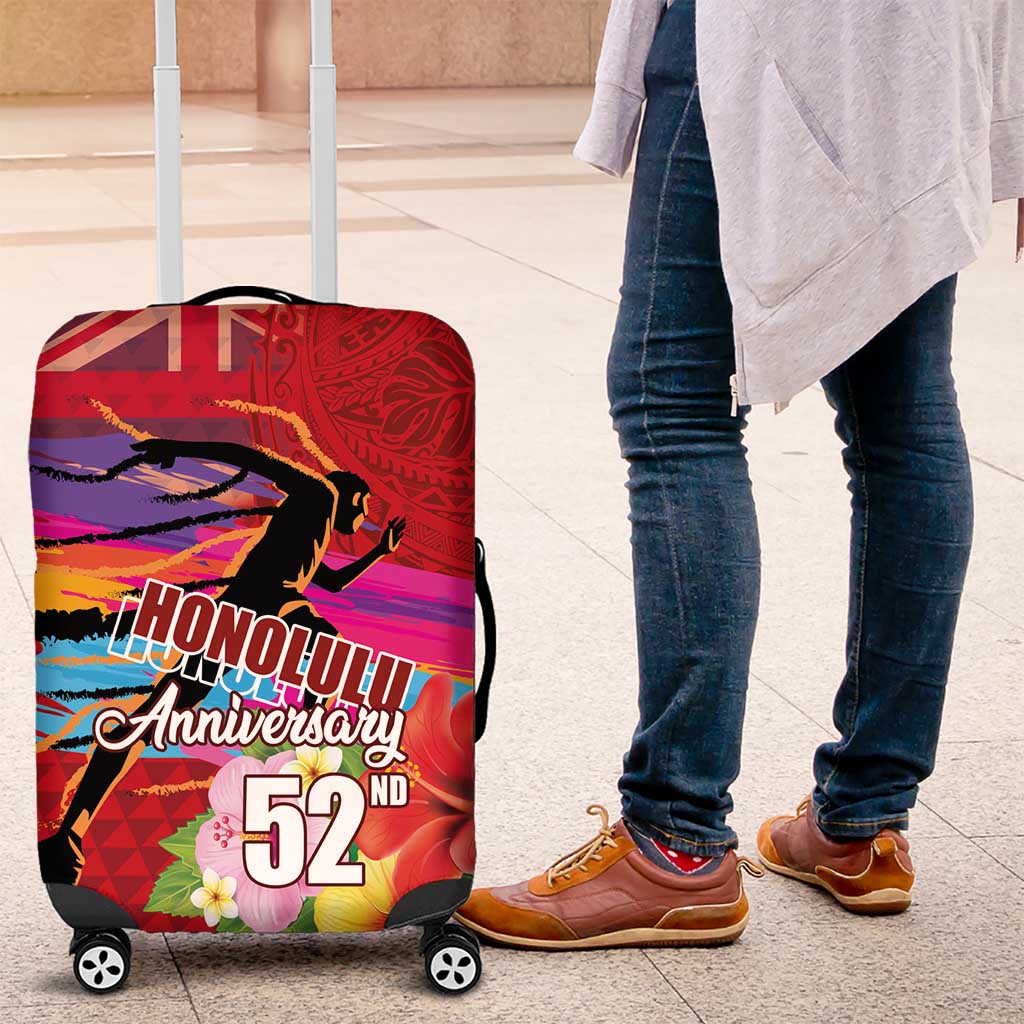 Honolulu Anniversary 52nd Running Luggage Cover Marathon Competition Kakau Pattern Red Color