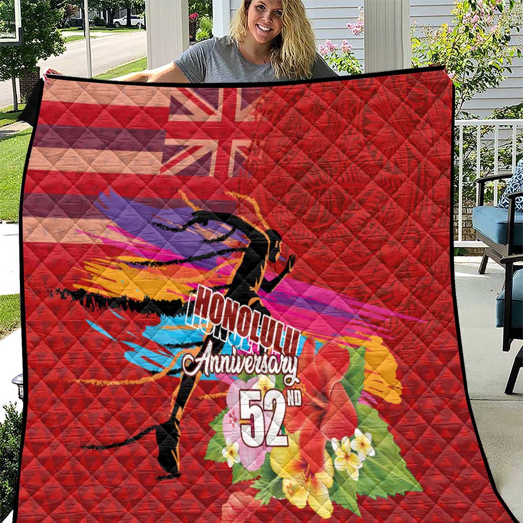 Honolulu Anniversary 52nd Running Quilt Marathon Competition Kakau Pattern Red Color