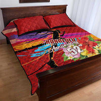 Honolulu Anniversary 52nd Running Quilt Bed Set Marathon Competition Kakau Pattern Red Color LT03 - Polynesian Pride