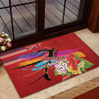 Honolulu Anniversary 52nd Running Rubber Doormat Marathon Competition Kakau Pattern Red Color LT03 - Polynesian Pride